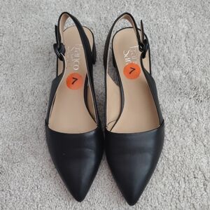 Franco Sarto Black Pointed Slingback Heels